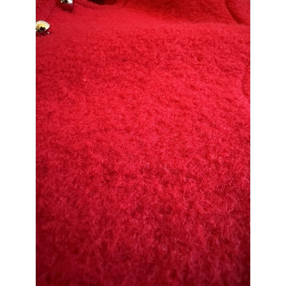 Vintage The Eagles Eye 100% Wool Cardigan Coat Sweater Red Buttons Christmas Sz8 - Picture 7 of 9